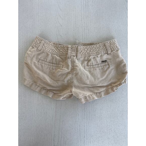 Hang Ten Ultra Mini Khaki Shorts Surfer Girl Beachy Linen and Cotton - Picture 5 of 5
